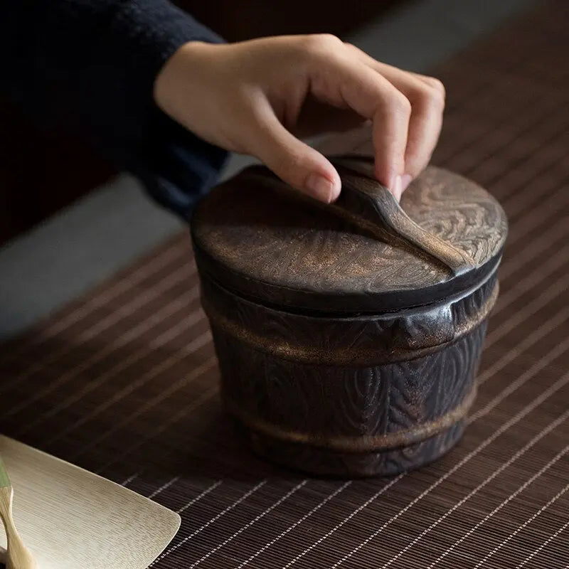 Boîte à thé japonaise antique en céramique — Édition Premium 500 ml
