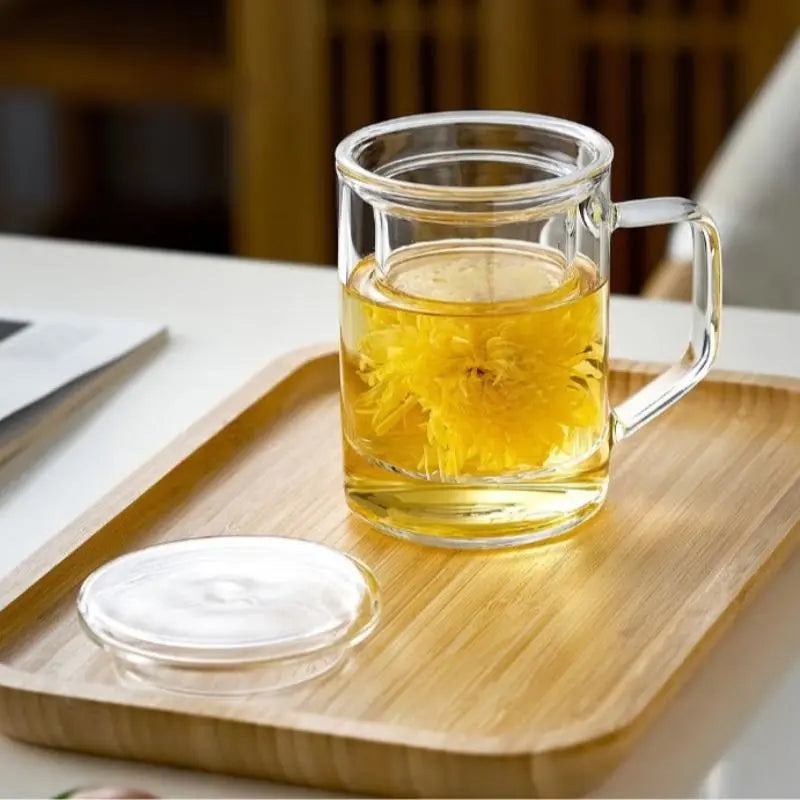 LuxeTea Grande Mug à Thé en Verre avec Infuseur - 400 ml