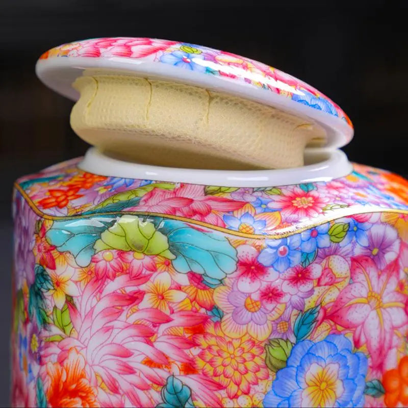 Élégance Chinoise – Service à thé en céramique, motifs floraux