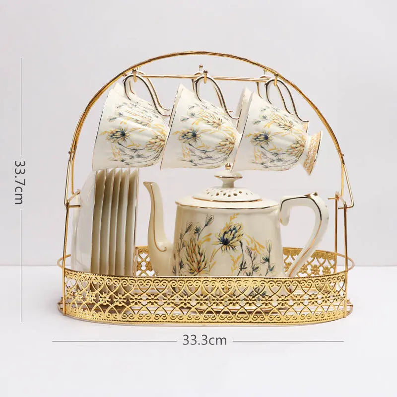 Élégance européenne – Service à thé Motifs Floraux, 800 ml