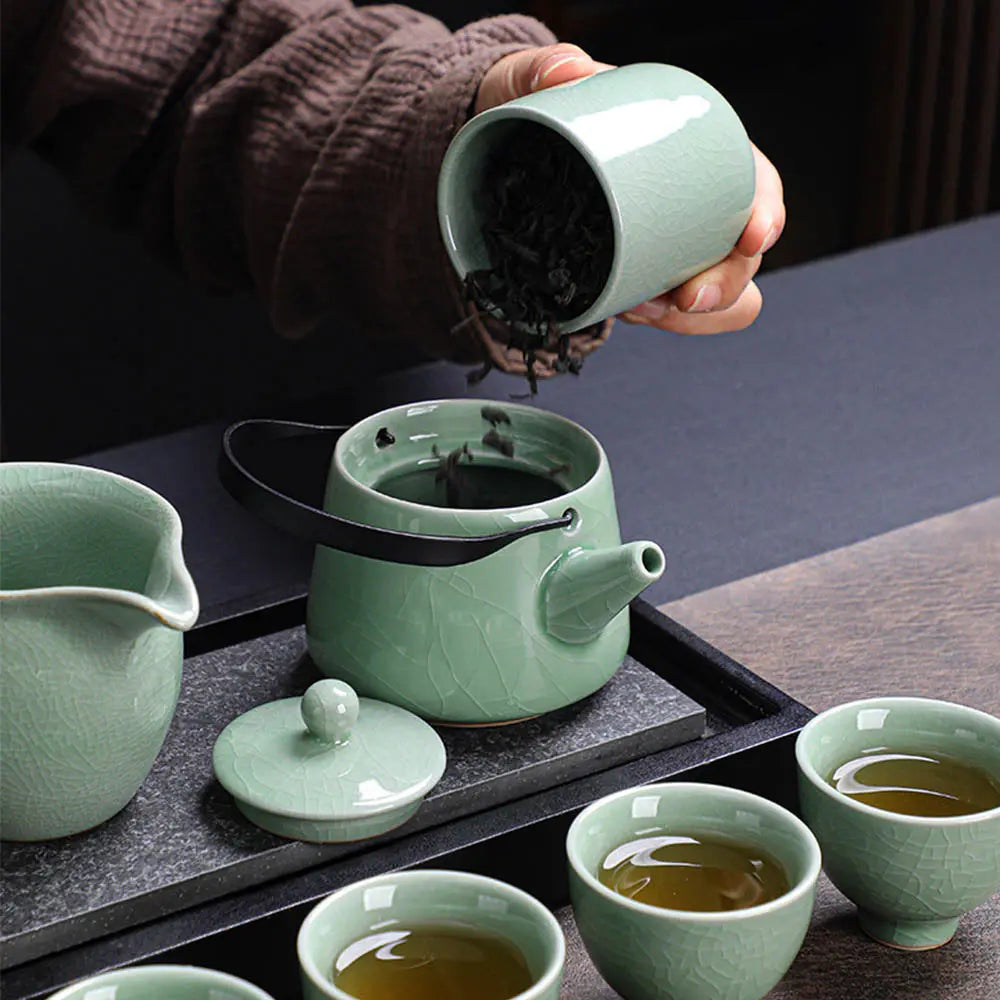 Vert Jade Craquelé — Service à Thé Japonais