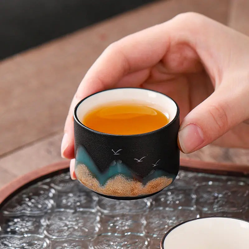 Service à thé japonais en céramique – Motifs Montagnes