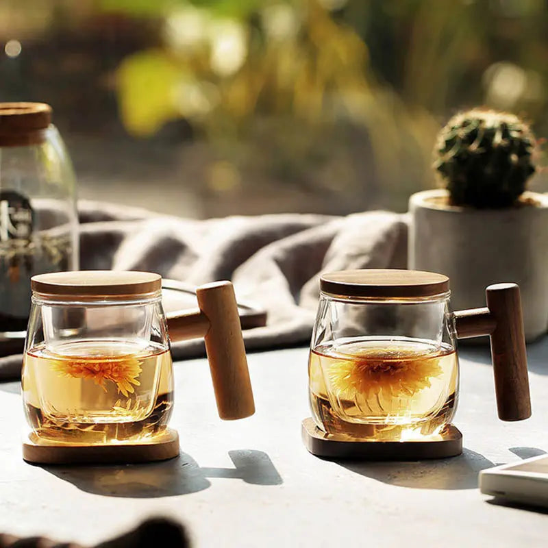 Mug Infuseur à Thé en Verre et Bois – 300 ml