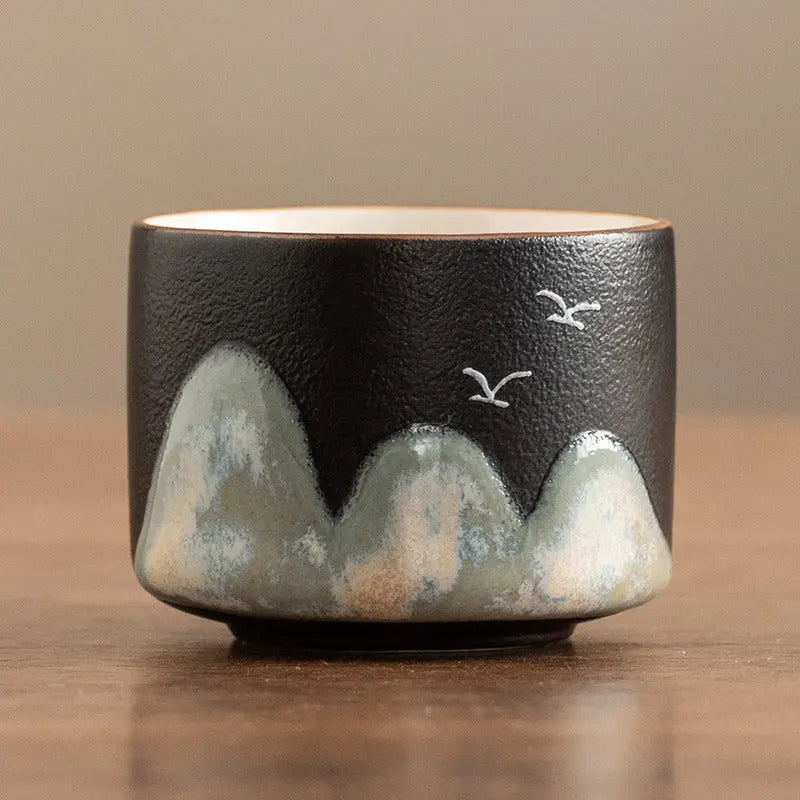 Tasses à thé en céramique – Motifs Montagne – 75 ml – Édition Signature