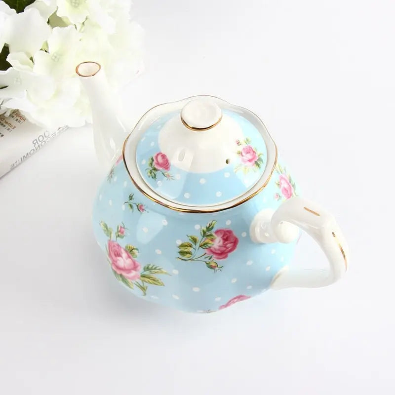 Théière Anglaise Bleue à Points en Porcelaine 1L - Signature Collection