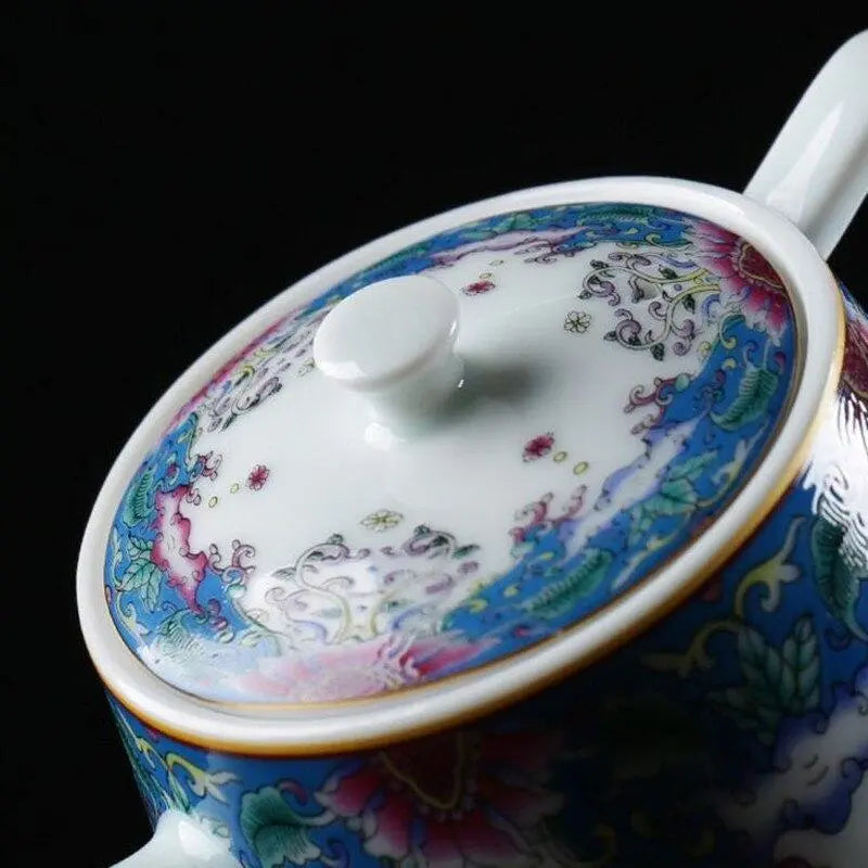 Théière Chinoise Florale en Porcelaine – 210 ml – Collection Signature