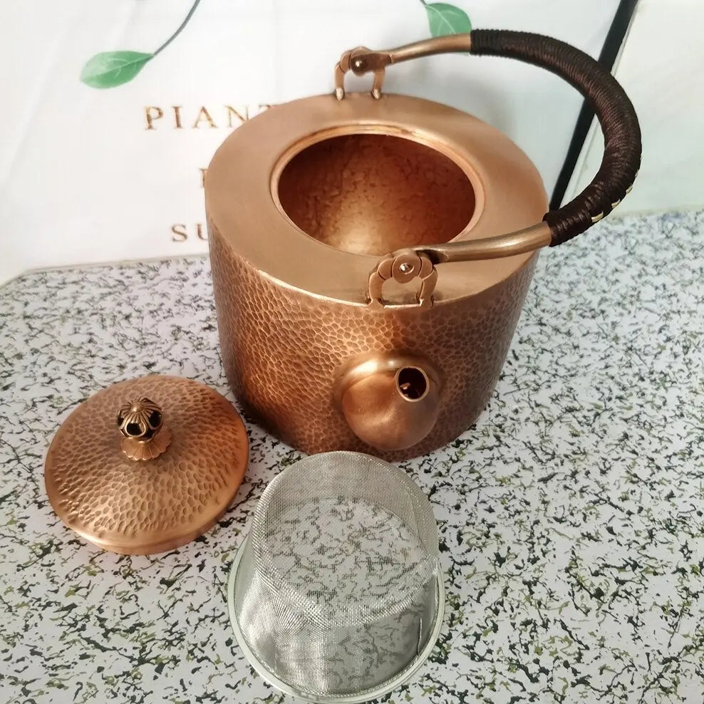 Théière Chinoise en Cuivre Martelé 2L — Édition Prestige