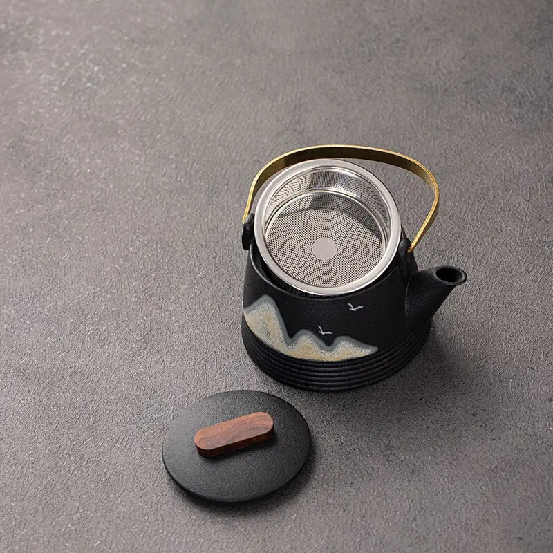 Théière Japonaise Noire — Design en Céramique Premium 290ml