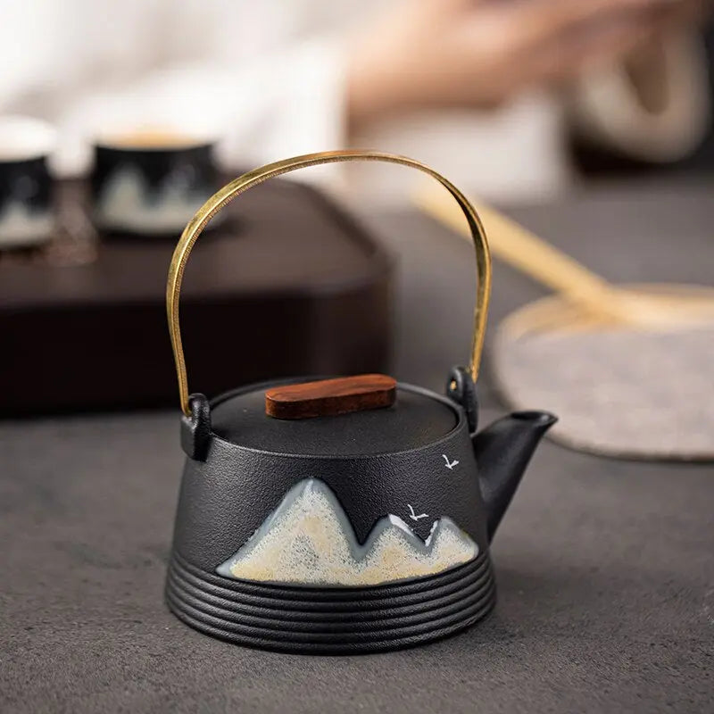 Théière Japonaise Noire — Design en Céramique Premium 290ml