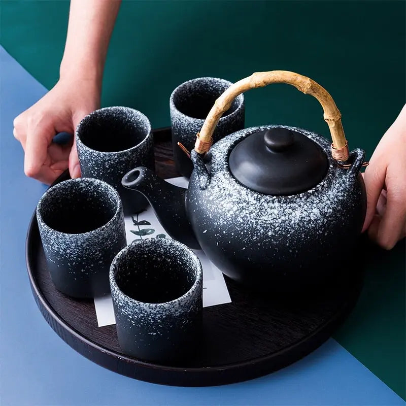 Théière Japonaise en Céramique Noire – Bambou 800 ml