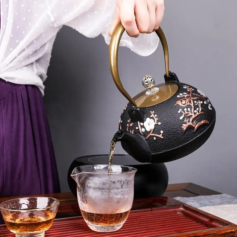 Théière Japonaise en Fonte Cerisiers Blancs Premium, 1,2 L