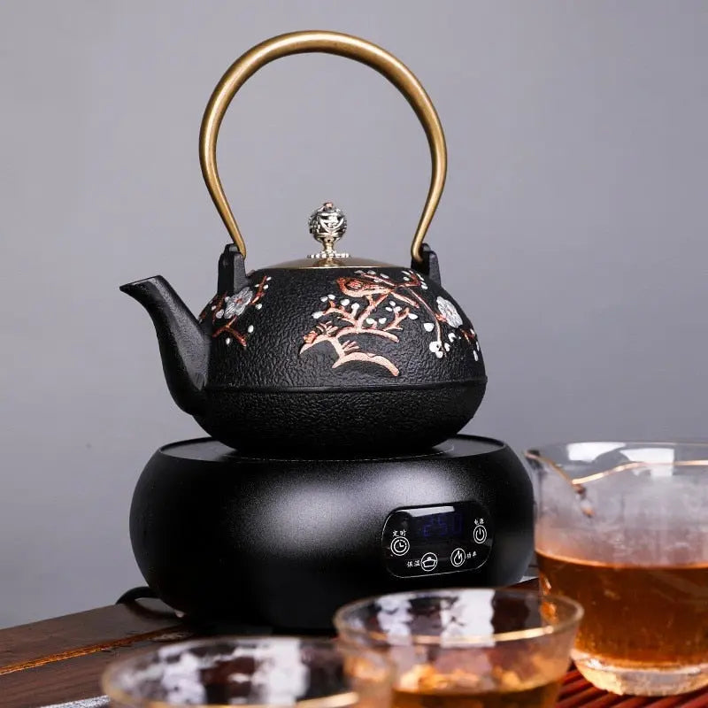 Théière Japonaise en Fonte Cerisiers Blancs Premium, 1,2 L
