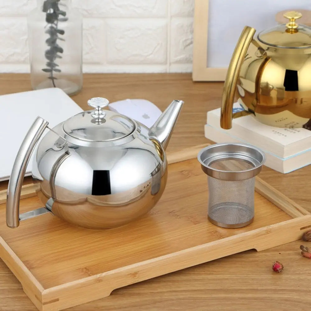 AuroraSteel Théière en Acier Inox Ronde 1.5L - 2L