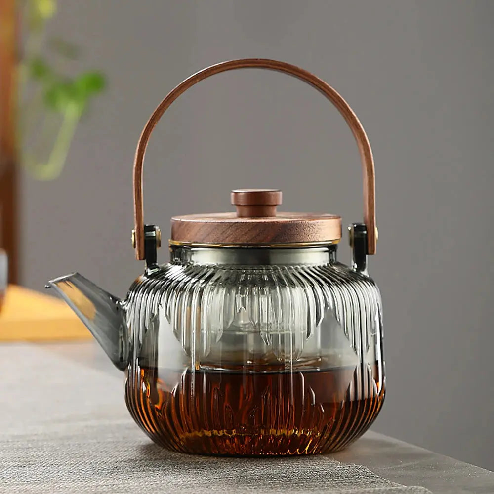 Théière en Verre Ambiance Bois – Édition Signature 800 ml