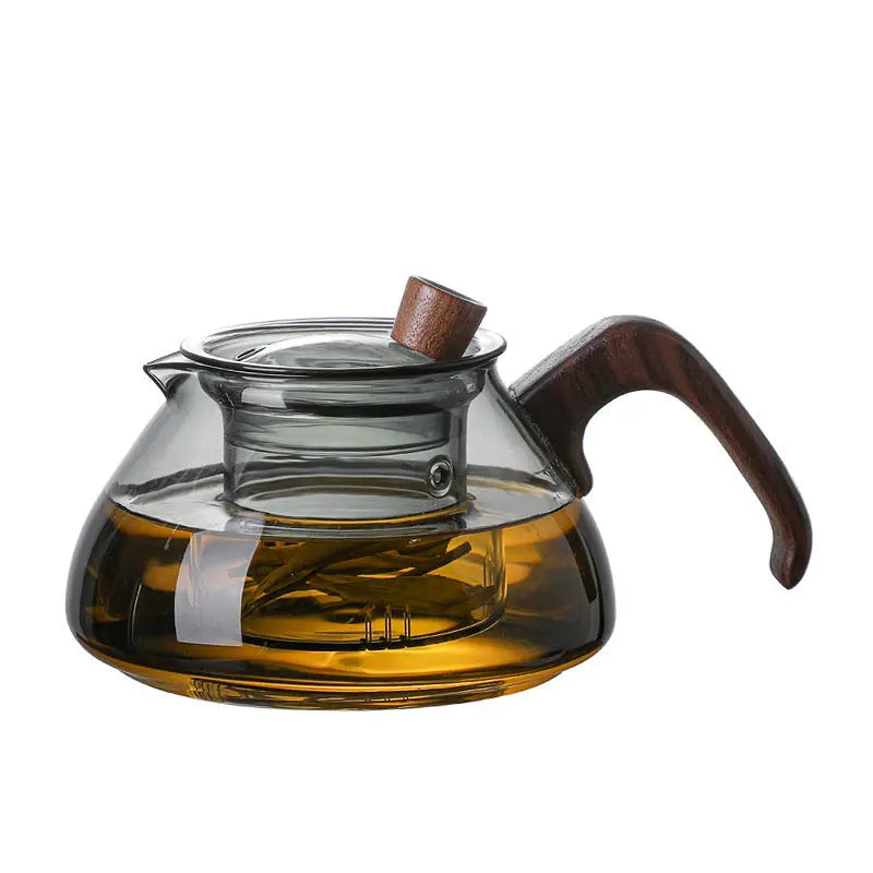 Théière en Verre Design Minimaliste – Bois 600 ml