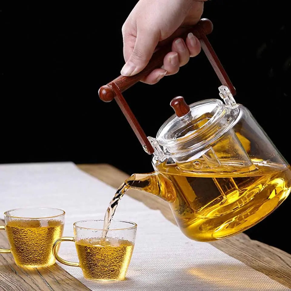 Théière en Verre Premium – Poignée Carrée, 1 L
