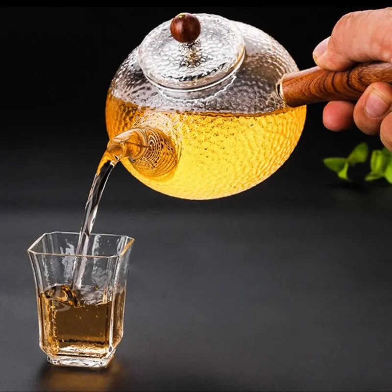 Théière en Verre Premium avec Poignée en Bois – 300 ml