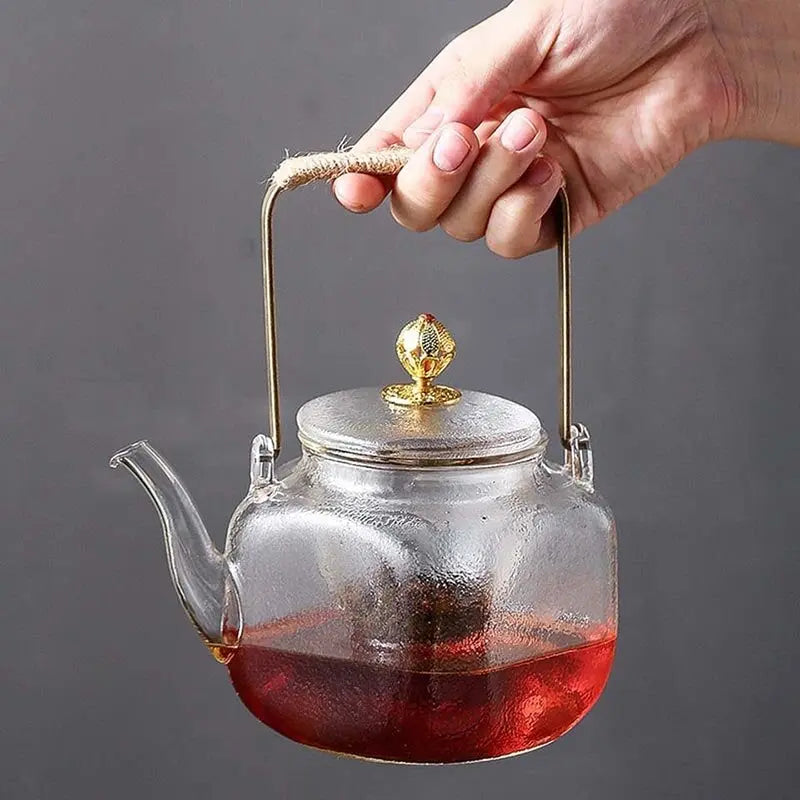 Théière en Verre à Poignée Cuivrée - 700 ml