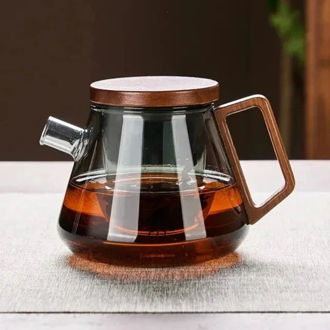 Théière en Verre et Bois — Design Premium 700 ml