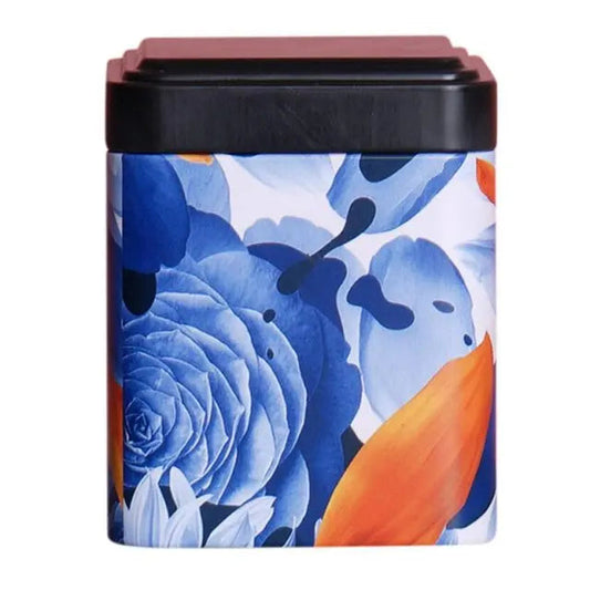 boite-a-the-metal-noir-a-fleurs-bleues