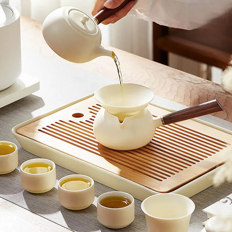 Service à thé Chinois Blanc en Céramique — Collection Signature
