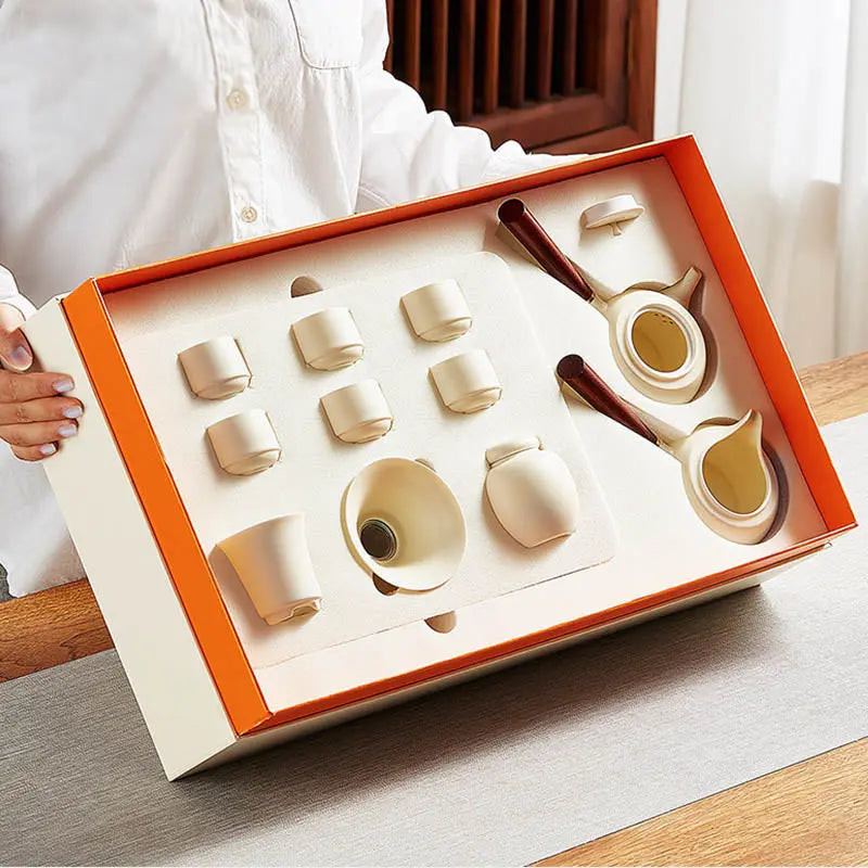 Service à thé Chinois Blanc en Céramique — Collection Signature