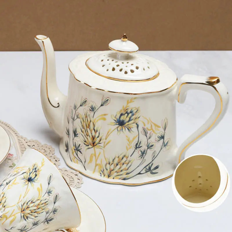 Élégance européenne – Service à thé Motifs Floraux, 800 ml
