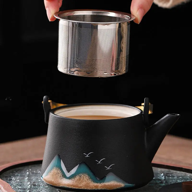 Service à thé japonais en céramique – Motifs Montagnes