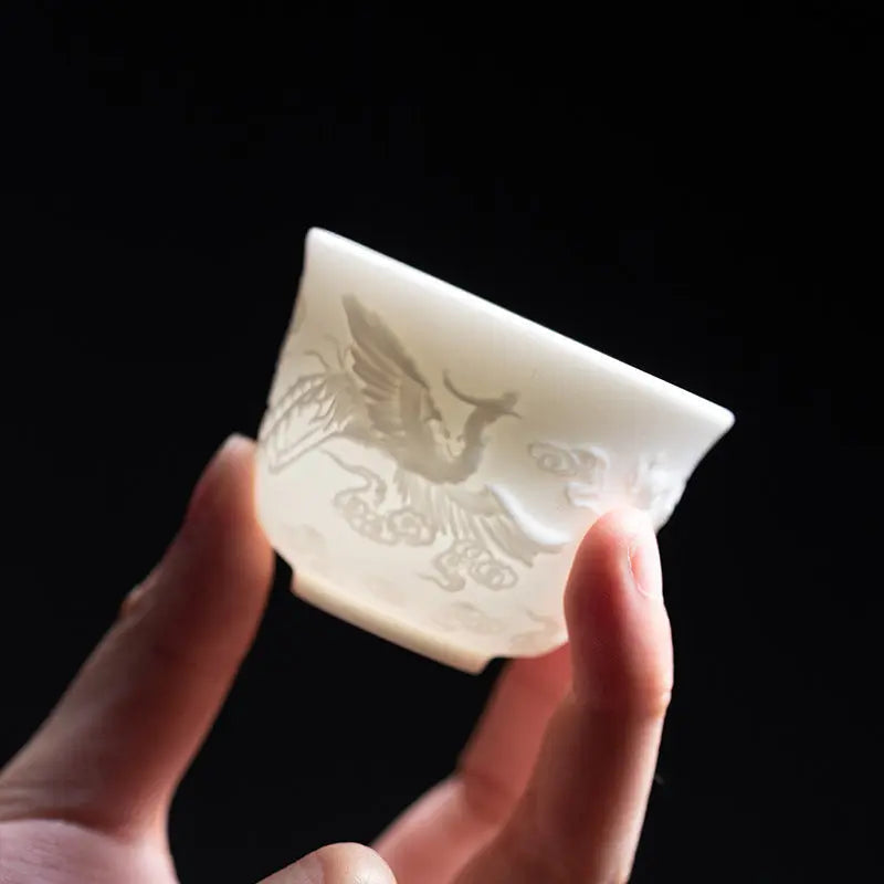 Tasse à thé en céramique blanche – design épuré, 50 ml