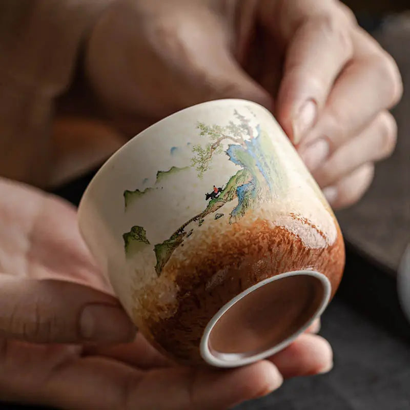 Tasse à thé en céramique – Paysage peint – 130 ml