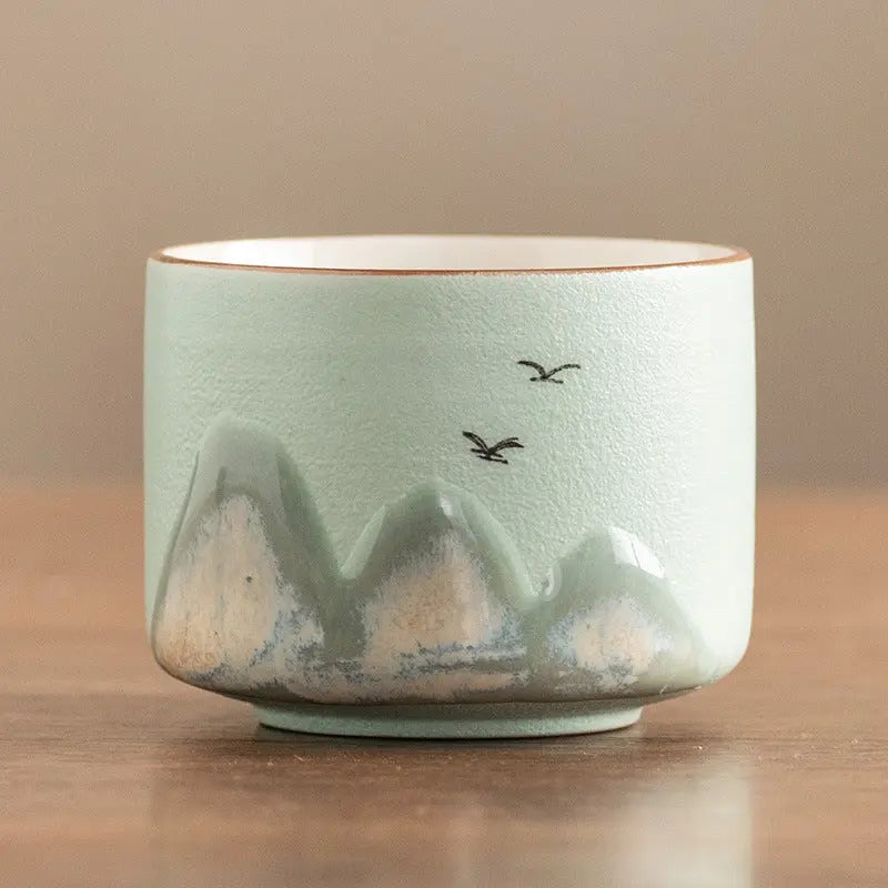 Tasses à thé en céramique – Motifs Montagne – 75 ml – Édition Signature