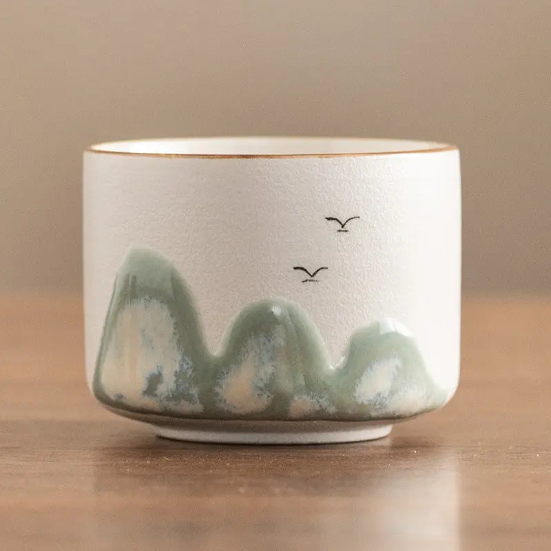 Tasses à thé en céramique – Motifs Montagne – 75 ml – Édition Signature