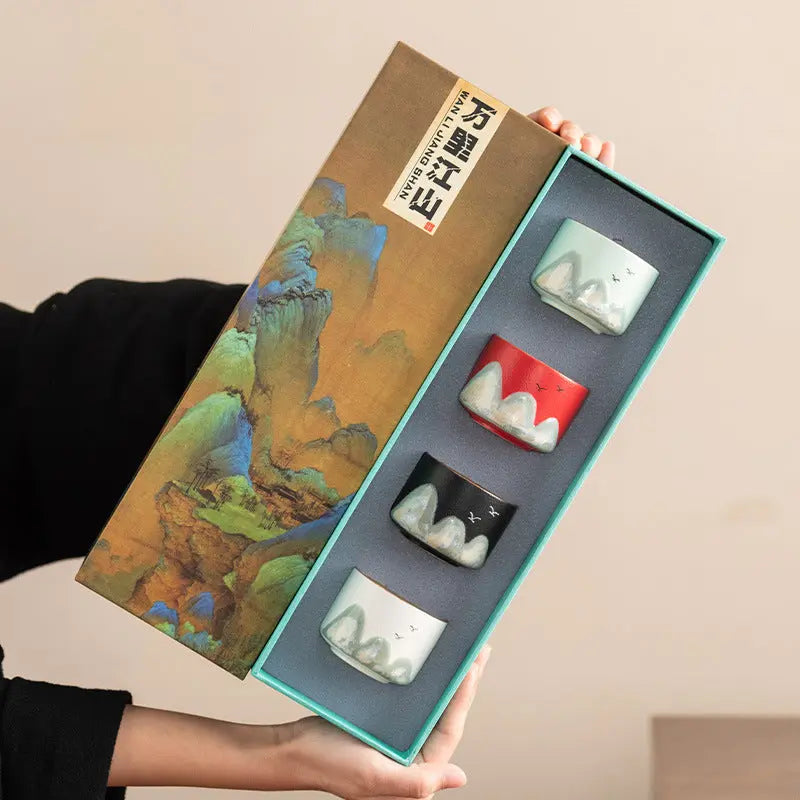 Tasses à thé en céramique – Motifs Montagne – 75 ml – Édition Signature
