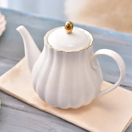 CrownTea Théière Anglaise en Porcelaine 1L – Forme Citrouille