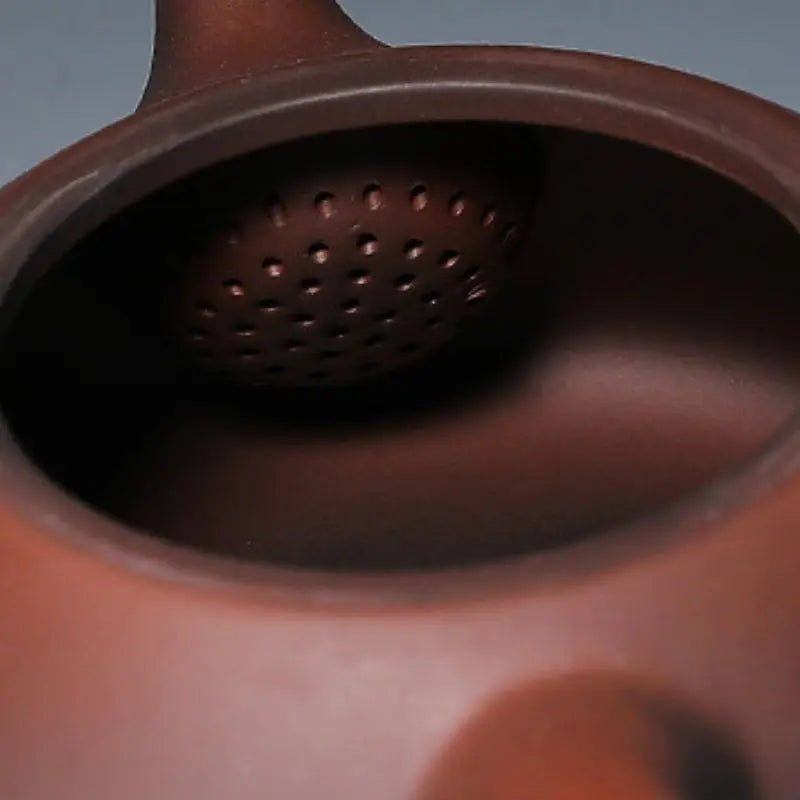 Théière Yixing Chinoise Marron - Motif Symboles en Argile, 230 ml
