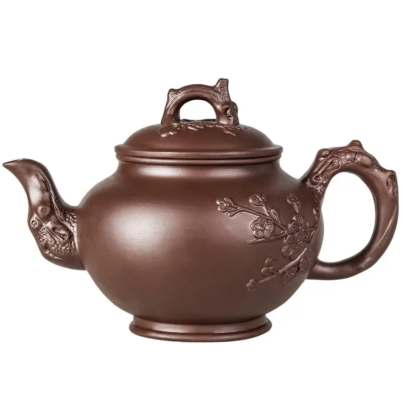 LunaClay Théière Chinoise en Argile – Motifs Fleurs, 500 ml