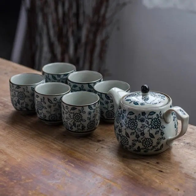 Service à thé Chinois en Porcelaine – Grosses Fleurs – 480 ml