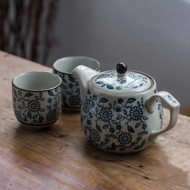Service à thé Chinois en Porcelaine – Grosses Fleurs – 480 ml