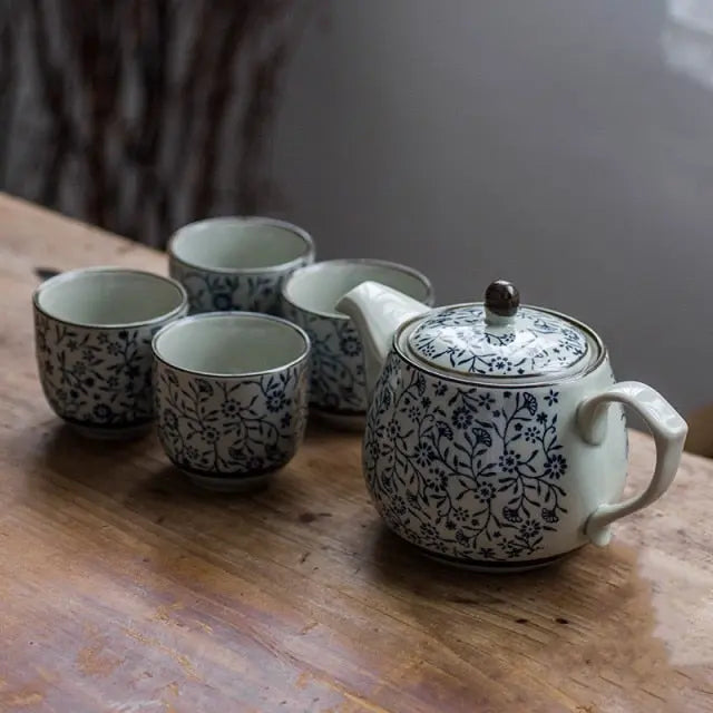 Collection Luxe – Service à Thé Chinois en Porcelaine, Petites Fleurs, 480 ml