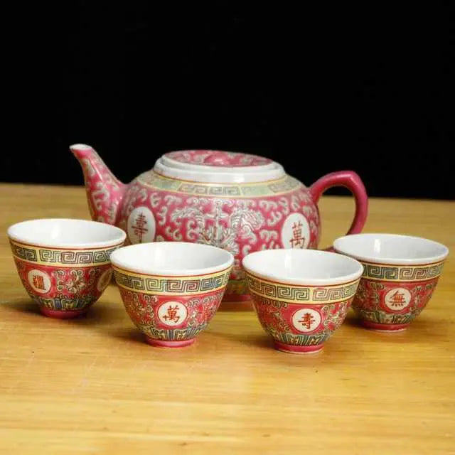 Théière Chinoise en Porcelaine Rouge – Édition Prestige 500ML