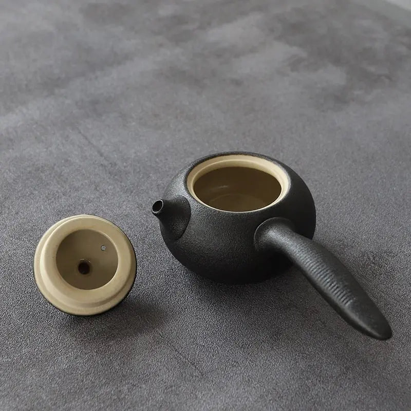 Kyusu Noir Pro – Théière Japonaise en Céramique, 150 ml