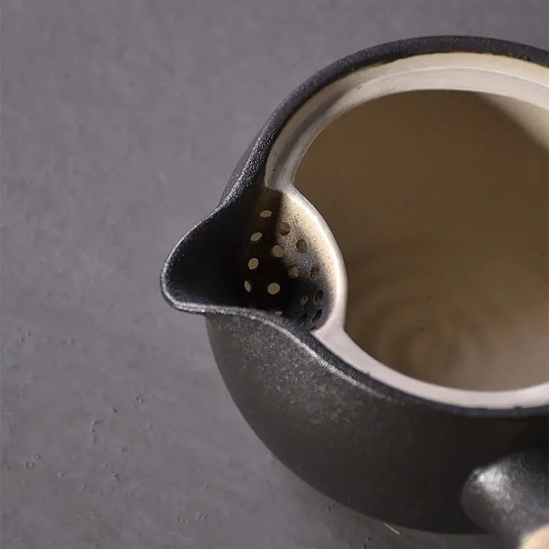 Kyusu Noir – Théière Japonaise en Céramique, 500 ml