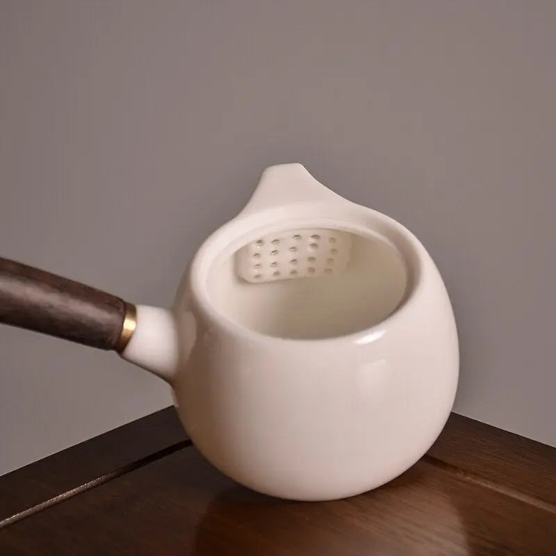 Kyusu Blanche – Théière Japonaise en Céramique 200 ml