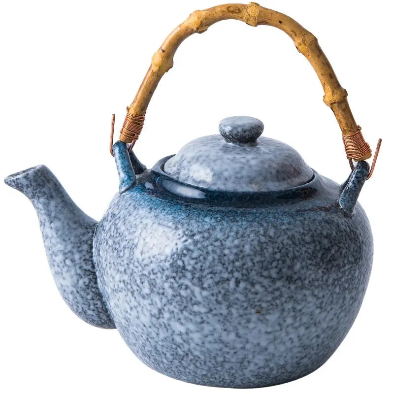 Théière Japonaise en Céramique Grise avec Bambou – 500 ml