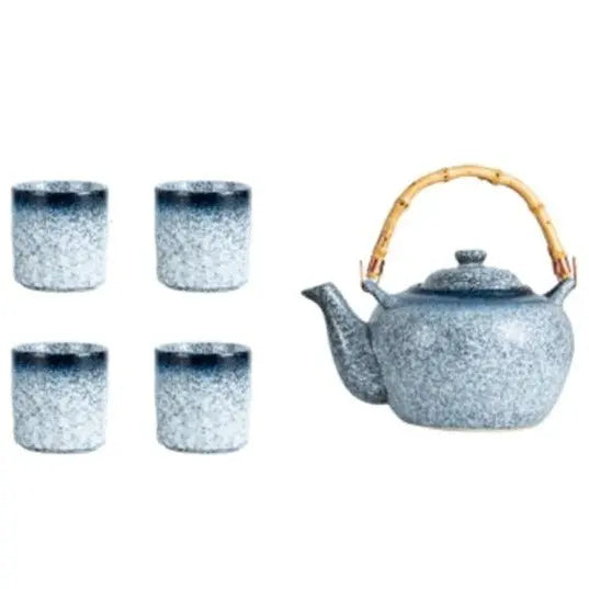 Théière Japonaise en Céramique Grise avec Bambou – 500 ml
