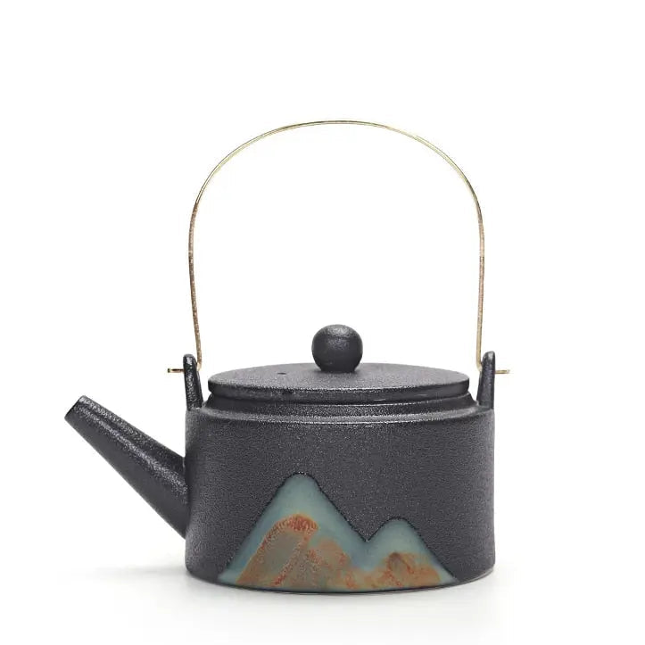 Théière Japonaise en Céramique – Motifs Montagnes, 220 ml