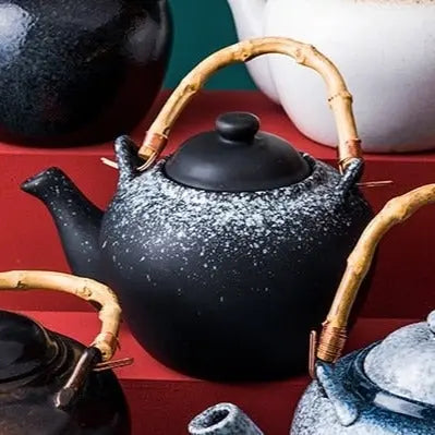 Théière Japonaise en Céramique Noire – Bambou 800 ml