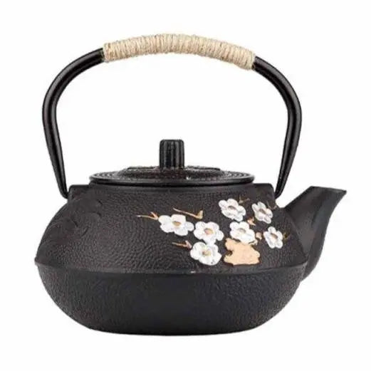 Théière Japonaise en Fonte – Fleurs Blanches – 800 ml — Édition Signature