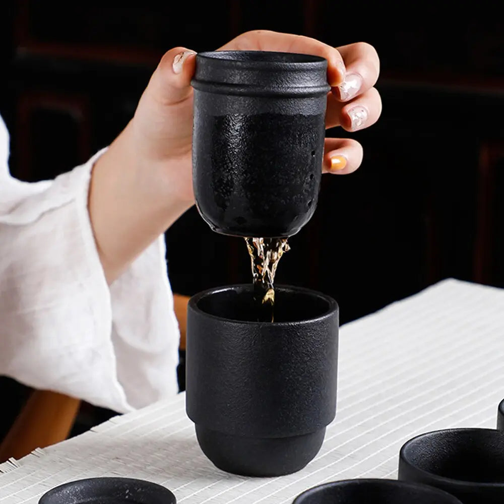 ZenTea Théière Portable Chinoise en Céramique Noire 160ML