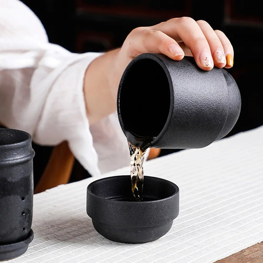 ZenTea Théière Portable Chinoise en Céramique Noire 160ML